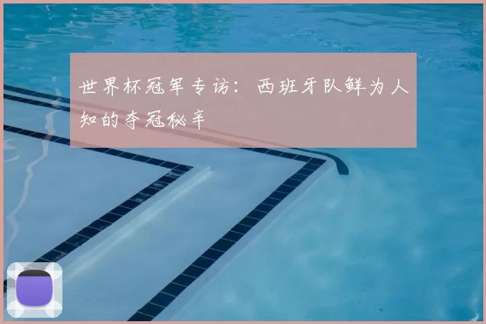 世界杯冠军专访：西班牙队鲜为人知的夺冠秘辛